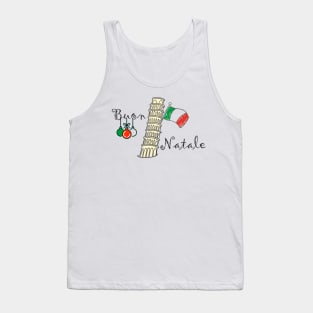 Buon Natale Christmas Italian Flag and Tower of Pisa Tank Top